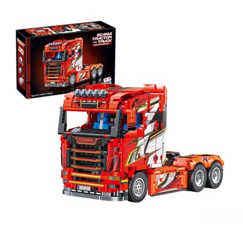 Technik LKW Klemmbausteine Set, Technik Sattelzugmaschine Bausatz für Scania, Bausteine Kompatibel mit Lego - 1708 Teile von TechBrix