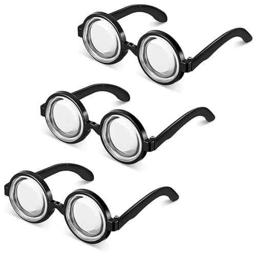 Techchii 3 Paar Nerd Brille, Runde Brille Ohne Stärke Schwarz Retro Lustige Brille für Karneval Mottoparty, für Oma Streber Verrückter Professor Erwachsene Kinder Techchii 3 Paar Nerd Brille, Runde Brille Ohne Stärke Schwarz Retro Lustige Brille für Karneval Mottoparty, für Oma Streber Verrückter Professor Erwachsene Kinder von Techchii