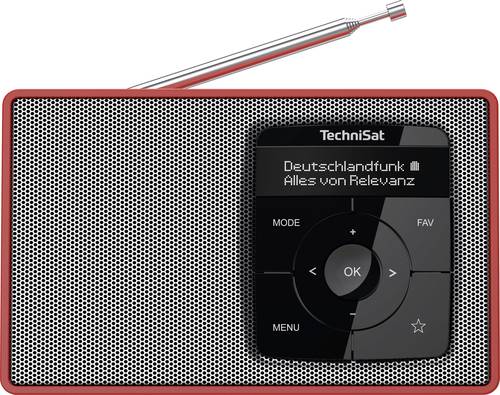 TechniSat DIGITRADIO 2 Tischradio DAB+, UKW DAB+, UKW, Bluetooth® Weckfunktion Rot-Silber von Technisat