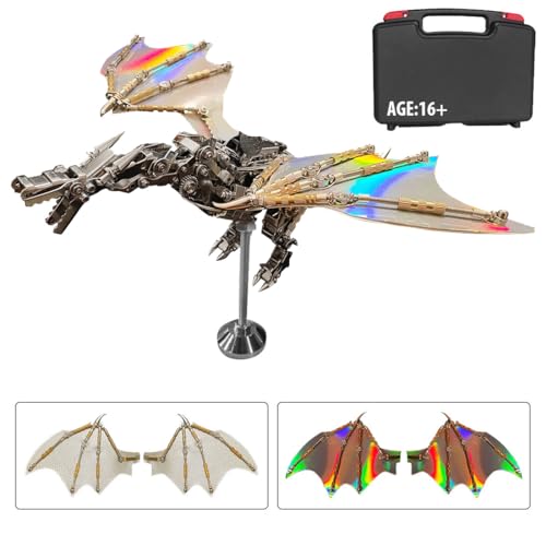 TechnixLabz 3D Drachen Metall-Puzzle mit Halterung, Steampunk Mechanisches Modell, Puzzle DIY Bastelset, Tolle Geschenke für Teenager Und Erwachsene (600+PCS) von TechnixLabz