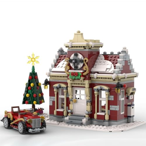 TechnixLabz Modularer Winter-Weihnachtshütten-Baukasten, Kleines Winterrathaus Bausteine Modell, Weihnachten Serie Bauklötze Set (983 Stück) von TechnixLabz