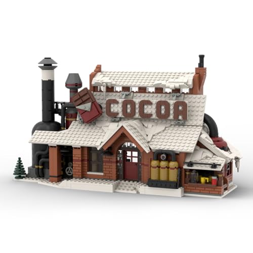 TechnixLabz Modularer Winter-Weihnachtshütten-Baukasten, Winterdorf-Schokoladenfabrik Bausteine Modell, Weihnachten Serie Bauklötze Set (1932 Stück) von TechnixLabz