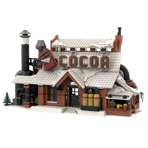 TechnixLabz Modularer Winter-Weihnachtshütten-Baukasten, Winterdorf-Schokoladenfabrik Bausteine Modell, Weihnachten Serie Bauklötze Set (1932 Stück) von TechnixLabz