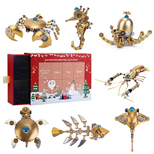 TechnixLabz Weihnachten 7-in-1 Mechanisches 3D Puzzle Modell, Sieben Mini Steampunk Set Meeresorganismen, 3D Montage Modell (700PCS+) von TechnixLabz