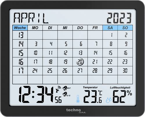 Techno Line WT2600 Funk Kalender Schwarz Alarmzeiten 2 von Techno Line