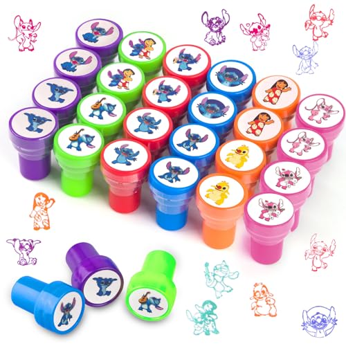 Techpinmin Stempel Kinder, 24 Stück Stempelset Tiere Selbstfärbend, Cartoon Kinderstempel, Niedliche Spielzeugstempel für Geburtstags Weihnachten Party Taschenfüller von Techpinmin