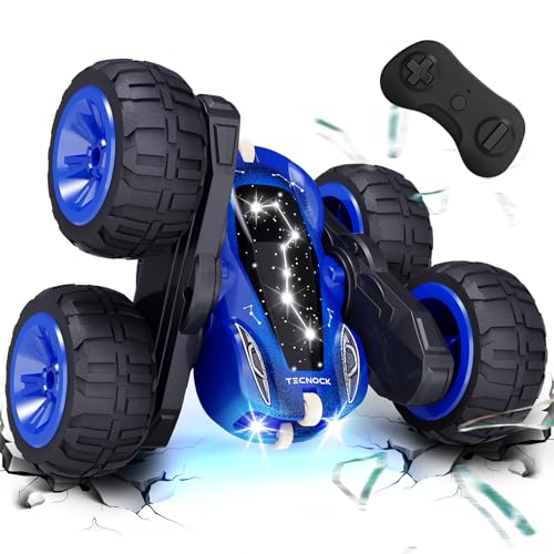 Tecnock 2024 Ferngesteuertes Auto mit 2.4 Ghz Fernbedienung 360°Flip Stunts Rc Auto Monstertruck mit Buntes Licht ab 3-12 Jahre Outdoor Spielzeug Geschenk für Junge Kinder von Tecnock