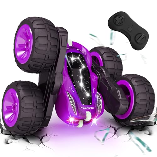 Tecnock 2024 Ferngesteuertes Auto mit 2.4 Ghz Fernbedienung 360°Flip Stunts Rc Auto Monstertruck mit Buntes Licht ab 3-12 Jahre Outdoor Spielzeug Geschenk für Junge Kinder von Tecnock