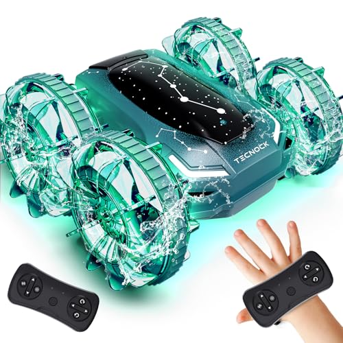 Tecnock Amphibisches Ferngesteuertes Auto Boot, 4WD Gestensteuerung RC Auto mit Magnetischem Laden, 60 Min Laufzeit, LED Lichter, Poolspielzeug für Kinder von 6-12 Jahren, Geschenk für Jungen, Mädchen Tecnock Amphibisches Ferngesteuertes Auto Boot, 4WD Gestensteuerung RC Auto mit Magnetischem Laden, 60 Min Laufzeit, LED Lichter, Poolspielzeug für Kinder von 6-12 Jahren, Geschenk für Jungen, Mädchen von Tecnock
