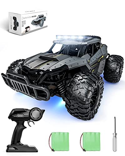 Tecnock Ferngesteuertes Auto 1:16 mit Scheinwerfer und Fahrgestellbeleuchtung, All Terrain Off Road RC Monstertruck 2,4GHz Spielzeug, 2 Akku für 60 Min. Laufzeit - Geschenk für Erwachsene Kinder von Tecnock