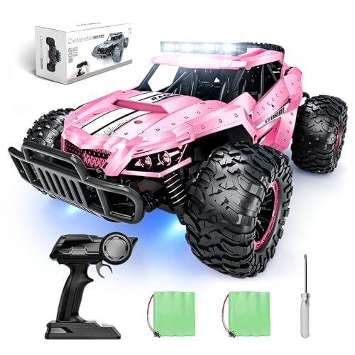 Tecnock Ferngesteuertes Auto 1:16 mit Scheinwerfer und Fahrgestellbeleuchtung, All Terrain Off Road RC Monstertruck 2,4GHz Spielzeug, 2 Akku für 50 Min. Laufzeit - Geschenk für Erwachsene Kinder von Tecnock