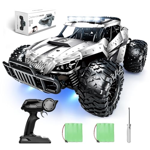 Tecnock Ferngesteuertes Auto 1:16 mit Scheinwerfer und Fahrgestellbeleuchtung, All Terrain Off Road RC Monstertruck 2,4GHz Spielzeug, 2 Akku für 60 Min. Laufzeit - Geschenk für Erwachsene Kinder von Tecnock