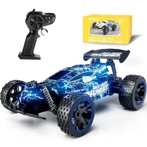 Tecnock Ferngesteuertes Auto 1:18 RC Auto mit LED-Lichtern, 2.4GHz All Terrain RC Auto mit wiederaufladbaren Batterien für 40 Min Spiel, Indoor Outdoor Spielzeug Geschenke für Jungen und Mädchen von Tecnock