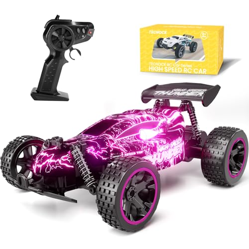 Tecnock Ferngesteuertes Auto 1:18 RC Auto mit LED-Lichtern, 2.4GHz All Terrain RC Auto mit wiederaufladbaren Batterien für 40 Min Spiel, Indoor Outdoor Spielzeug Geschenke für Jungen und Mädchen von Tecnock