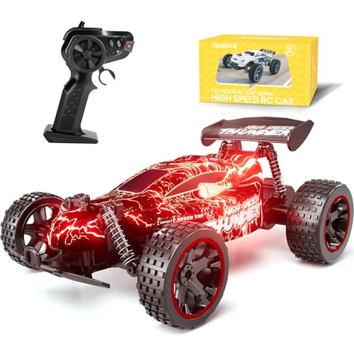 Tecnock Ferngesteuertes Auto 1:18 RC Auto mit LED-Lichtern, 2.4GHz All Terrain RC Auto mit wiederaufladbaren Batterien für 50 Min Spiel, Indoor Outdoor Spielzeug Geschenke für Jungen und Mädchen von Tecnock