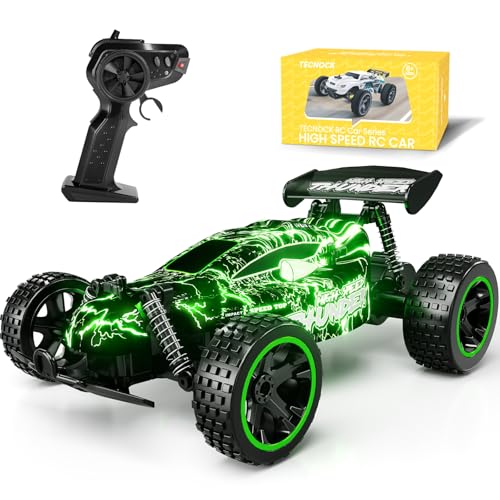 Tecnock Ferngesteuertes Auto 1:18 RC Auto mit LED-Lichtern, 2.4GHz All Terrain RC Auto mit wiederaufladbaren Batterien für 40 Min Spiel, Indoor Outdoor Spielzeug Geschenke für Jungen und Mädchen von Tecnock