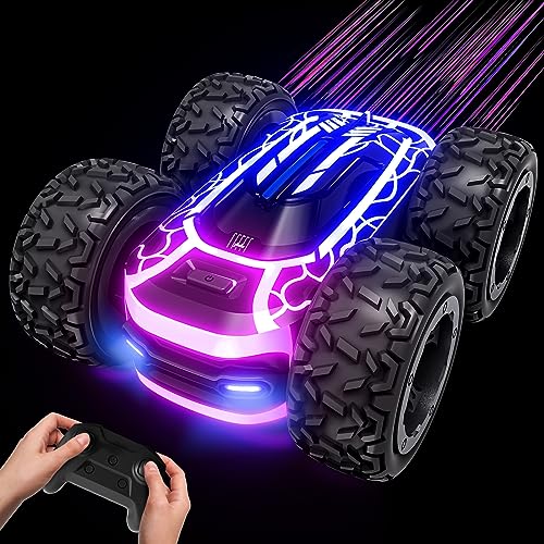 Tecnock Ferngesteuertes Auto ab 3 Jahre, RC Auto 360° Flip/Doppelseitige Drehung mit LED Licht, 4WD Offroad RC Drift Car, Outdoor Auto Spielzeug Geschenke für Kinder ab 3 4 5 6 7 8 9 Jahre von Tecnock