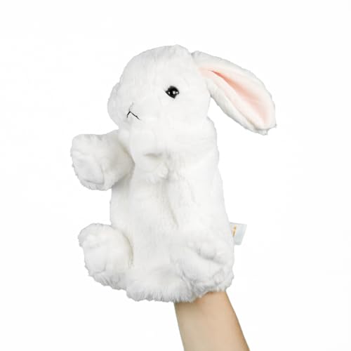 Handpuppe Hase weiß 23 cm Plüschhase Kuscheltier Plüschhandpuppe von Teddys Rothenburg