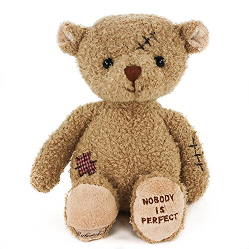 Teddys Rothenburg Kuscheltier Teddybär Nobody is Perfect 25 cm braun mit Flicken Plüschteddybär von Teddys Rothenburg