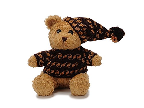 Teddybär mit Strickpullover und Mütze braun/beige 21cm Plüschteddybär von Teddys Rothenburg