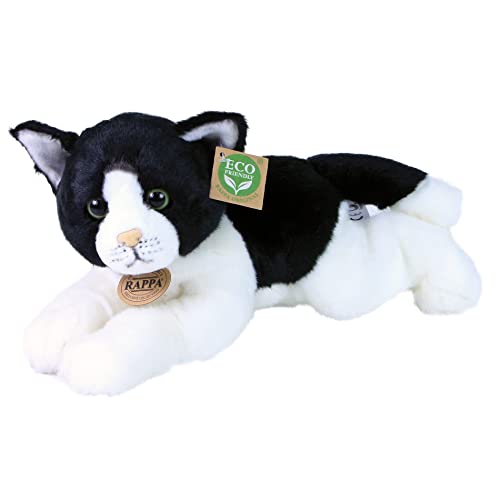 Teddys Rothenburg Katze 30 cm liegend schwarz-weiß Plüschtier Plüschkatze Kuscheltier von Teddys Rothenburg