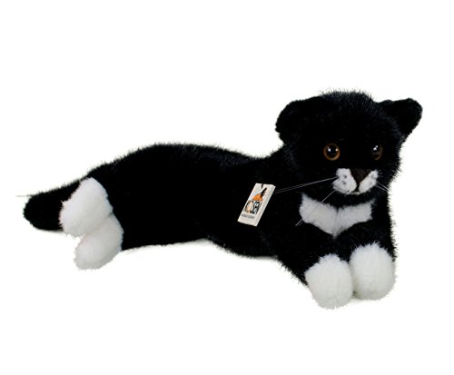 Teddys Rothenburg Kösen, Katze Fini, 41 cm, liegend, schwarz/weiß, Plüschkatze von Teddys Rothenburg