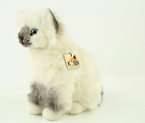 Teddys Rothenburg Kösen Kuscheltier Birmakatze Siri 23 cm sitzend Weiss-grau Plüschkatze Stoffkatze von Teddys Rothenburg