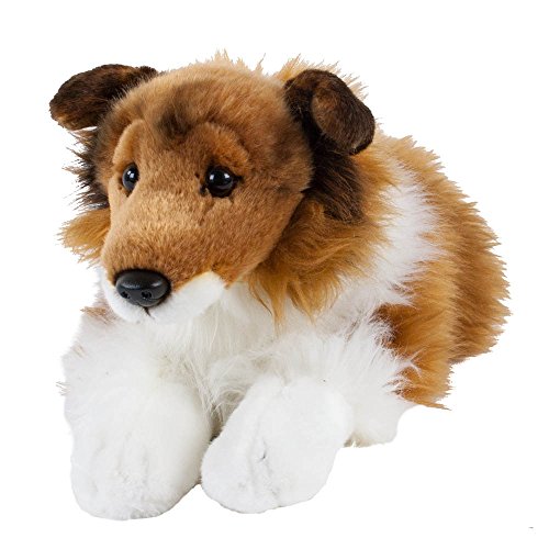 Teddys Rothenburg Kuscheltier Collie schwarz/weiß/braun liegend 45 cm (mit Schwanz) Plüschhund Plüschcollie by Uni-Toys von Teddys Rothenburg