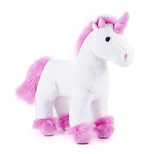 Teddys Rothenburg Kuscheltier Einhorn 32 cm stehend weiß/rosa Plüscheinhorn von Teddys Rothenburg