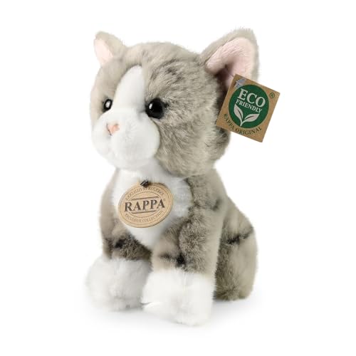 Teddys Rothenburg Kuscheltier Katze grau sitzend 18 cm Plüschkatze Plüschtier von Teddys Rothenburg