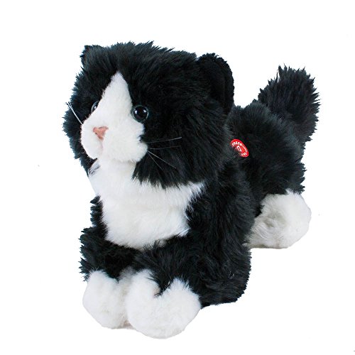 Teddys Rothenburg Kuscheltier Katze miauend mit Stimme liegend schwarz/weiß 23 cm Plüschtier Plüschkatze by Uni-Toys von Teddys Rothenburg