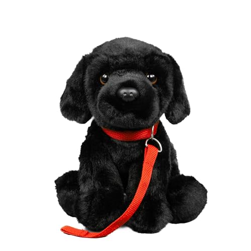 Teddys Rothenburg Kuscheltier Labrador + Leine sitzend schwarz 28 cm Plüschhund Plüschtier von Teddys Rothenburg