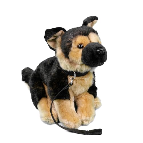 Teddys Rothenburg Kuscheltier Schäferhund mit Leine sitzend braun/schwarz 25 cm Plüschhund von Teddys Rothenburg