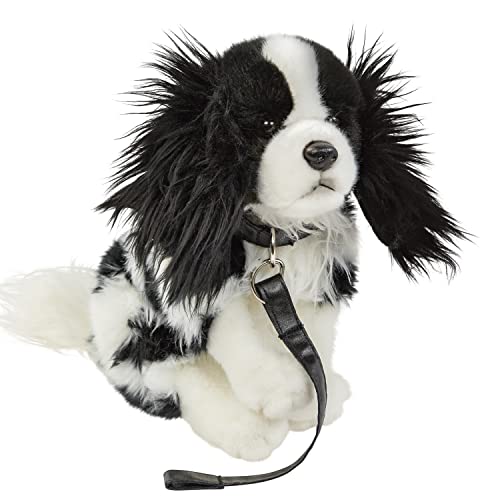 Teddys Rothenburg Plüschhund Cavalier 27 cm mit Leine schwarz/weiß Kuscheltier Hund von Teddys Rothenburg