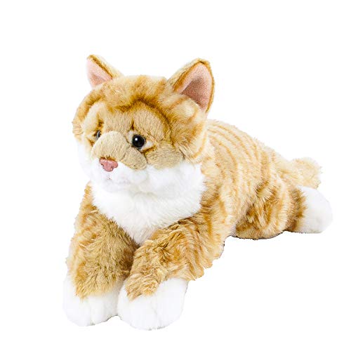 Teddys Rothenburg Uni-Toys Kuscheltier Katze liegend rot/weiß getigert 40 cm Plüschkatze von Teddys Rothenburg