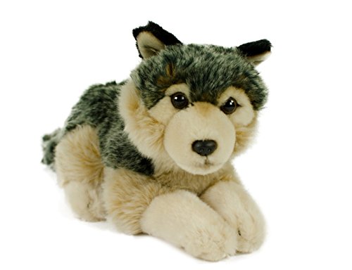 Teddys Rothenburg by Uni-Toys Kuscheltier Wolf 24 cm liegend grau/beige Plüschwolf Plüschtier von Teddys Rothenburg