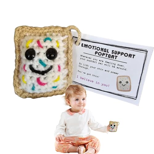 Tedious Schlüsselanhänger häkeln, Schlüsselanhänger häkeln,Schlüsselanhänger zur emotionalen Unterstützung, Pop-Tart-Puppe - Handgefertigte Puppen-Schlüsselanhänger, ruhiger Puppen-Schlüsselanhänger von Tedious