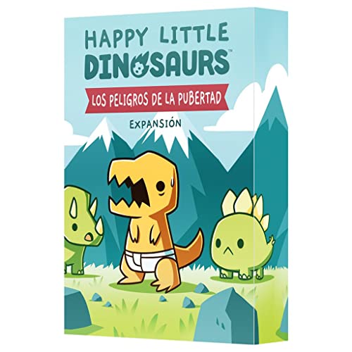 TeeTurtle Happy Little Dinosaurs Die Gefahren der Pubertät | Erweiterung | Kartenspiel für Erwachsene und Kinder | ab 8 Jahren | 2 bis 4 Spieler | 30-60 Minuten pro Spiel | Spanisch von TeeTurtle