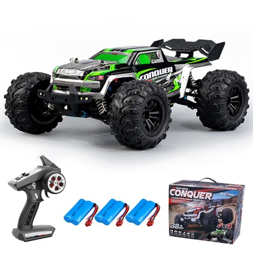 Teeggi 16102 1:16 Ferngesteuertes Auto,2.4Ghz Kohlebürste Motor RC Hohe Geschwindigkeit Offroad Drift Rennauto,50km/h 4WD Offroad Auto Spielzeugauto, 3 Batterien (Grün) von Teeggi