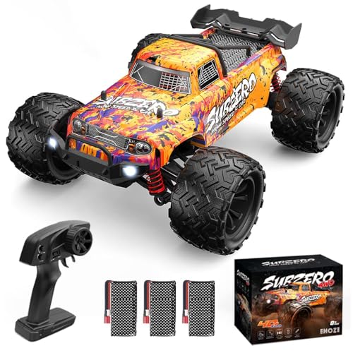 Teeggi 9500E Ferngesteuertes Auto 40KM/H für Kinder Erwachsener, 1:16 RC Hohe Geschwindigkeit Offroad Drift Rennauto, 4WD Offroad Auto Spielzeugauto, 3 Batterien (orange) von Teeggi