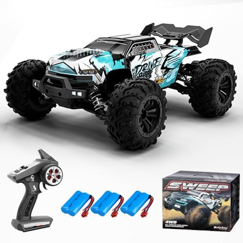 Teeggi Ferngesteuertes Auto für Erwachsene 70km/h, 1:16 Bürstenloser Motor RC Hohe Geschwindigkeit Offroad Drift Rennauto, 4WD Offroad Auto Spielzeugauto, 16102Pro 3 Batterien (Blau) von Teeggi