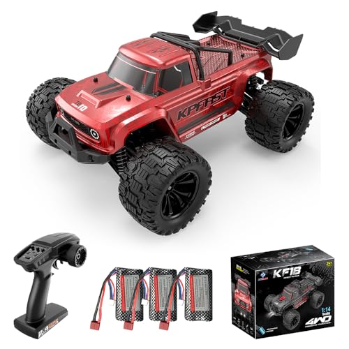 Teeggi Ferngesteuertes Auto 75km/h 3S Batterie, 1:14 Bürstenloser Motor RC Hohe Geschwindigkeit Offroad Drift Rennauto, 4WD Off Road Race Buggy für Erwachsene, 3 Batterien(Rosa) von Teeggi