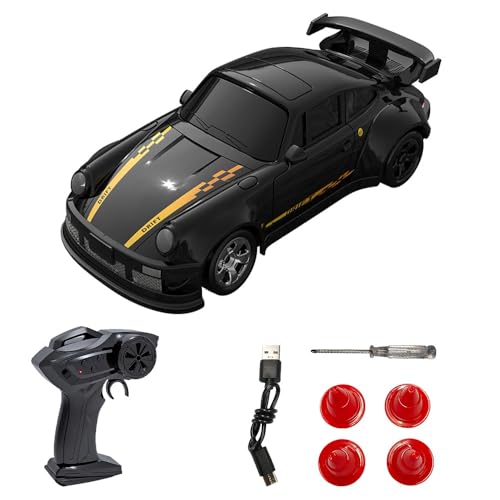 Teeggi Desktop RC Drift Car, 1:64 Mini Ferngesteuertes Auto für Kinder Junge, 2,4Ghz 4WD Racing Cars mit LED-Lichtern, 15km/h Ferngesteuertes Rennauto Spielzeug Geschenk von Teeggi