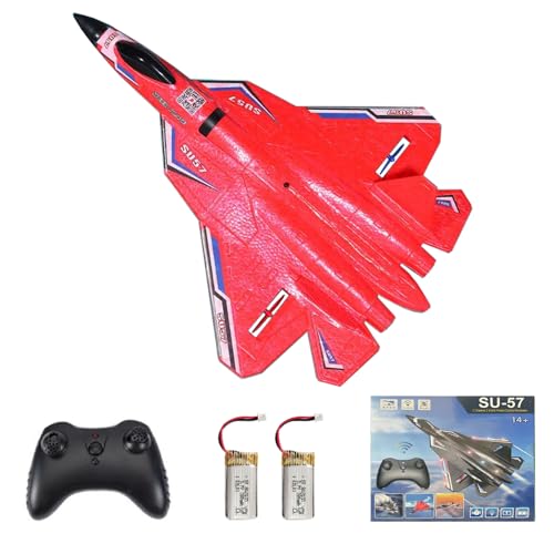 Teeggi RC Flugzeug SU57 Ferngesteuerter Kämpfer, 2,4 GHz 2CH Segelflugzeug Spielzeug mit Farbigen LED-Leuchten Fliegen Modell Für Kinder Geschenke für Anfänger, Kinder, Erwachsene von Teeggi