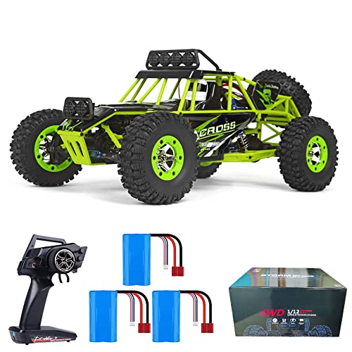 Teeggi WLtoys 12428 Ferngesteuertes Auto, Maßstab 1:12 RC Geländewagen 4WD 50KM/H Hohe Geschwindigkeit Offroad Drift Car (3 Batterien) von Teeggi