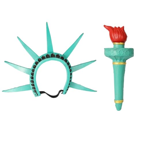 Tefexer Freiheitsstatue Fackel und Krone – Lady Liberty Stirnband Kostüm Zubehör – Weihnachtsfeier Prop von Tefexer