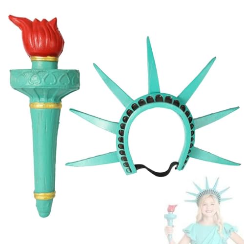 Tefexer Freiheitsstatue Taschenlampe 2 Stück Cosplay Zubehör mit grünem Stirnband und Taschenlampe für Coser von Tefexer