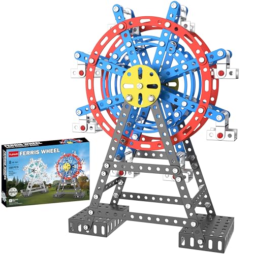 TegenPlay DIY STEM Riesenrad Bauset für Kinder und Erwachsene - 358-teiliges Metallbauset für Ingenieur- & Lernspaß von TeganPlay