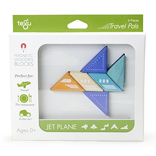 TEGU 5700705 Travel Pals Flugzeug, magnetische Holzbausteine, Holzspiel-Set für unterwegs, 6-teilig, Mehrfarbig von Tegu