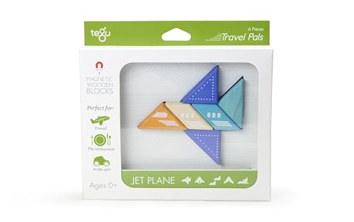 TEGU 5700705 Travel Pals Flugzeug, magnetische Holzbausteine, Holzspiel-Set für unterwegs, 6-teilig, Mehrfarbig von Tegu